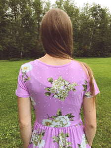 Affordable modest lilac midi dress